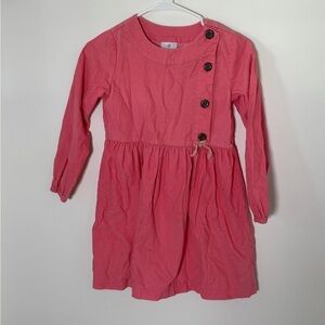 Hanna Andersson Coral Corduroy Buttoned Kids Dress